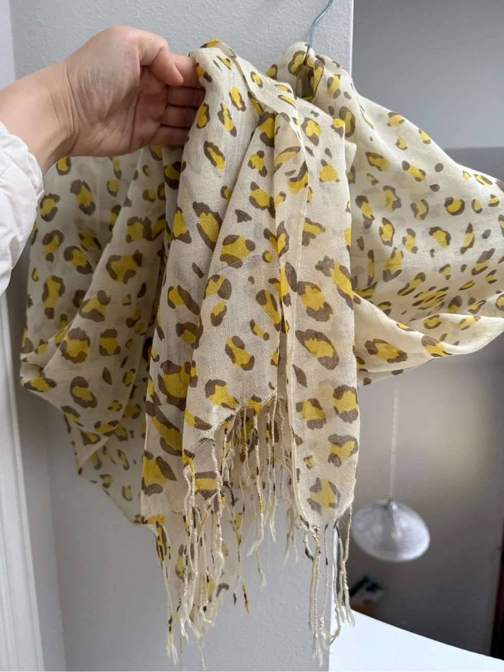 Leopard Print Yellow Scarf (20% Silk)